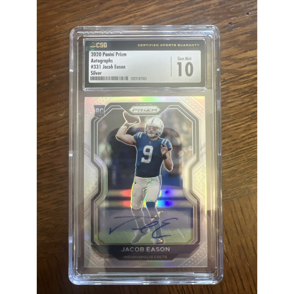 2020 Panini Prizm Jacob Eason Silver Prizm Auto Rookie RC #331 CSG 10